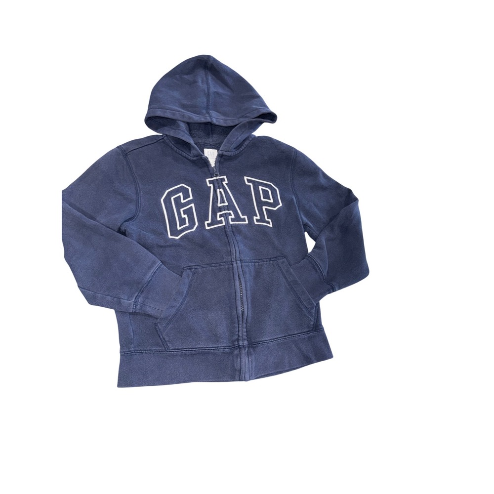 Gap Kids Unisex Navy Blue Full Zip Logo Hoodie Sweatshirt Size M 8-9 Years
